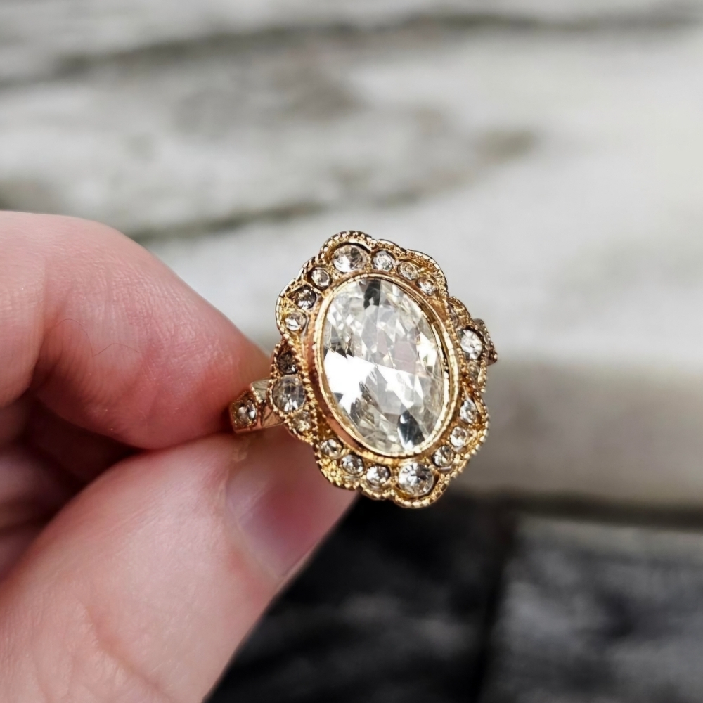 Jazz Lounge Clear Zirconia Art Deco Statement Ring